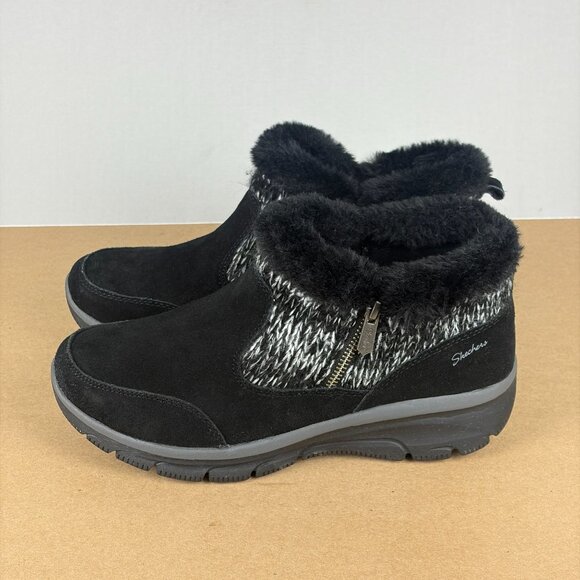 Skechers Relaxed Fit Easy Going Memory Foam Boots Womens 10 Black Suede - Picture 1 of 10